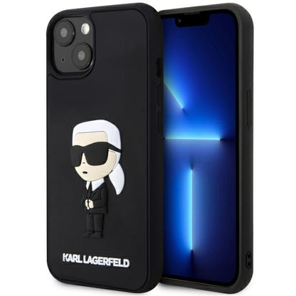 Deksel for Apple iPhone 14 Plus, Karl Lagerfeld, 3D Rubber Ikonik Karl, Svart