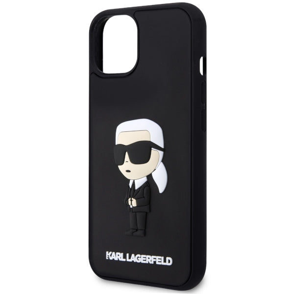 Deksel for Apple iPhone 14 Plus, Karl Lagerfeld, 3D Rubber Ikonik Karl, Svart