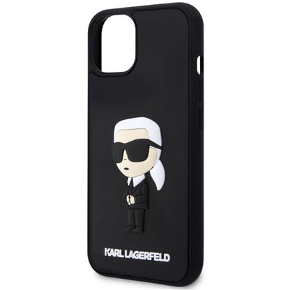 Deksel for Apple iPhone 14 Plus, Karl Lagerfeld, 3D Rubber Ikonik Karl, Svart