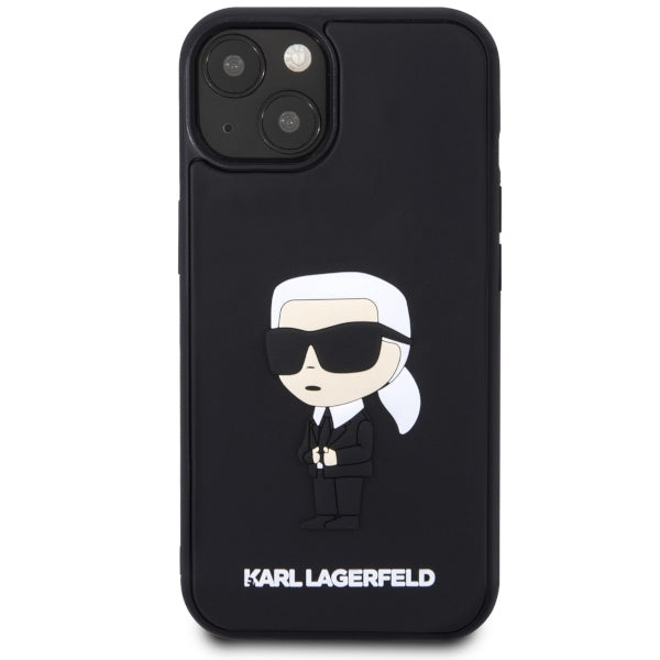 Deksel for Apple iPhone 14 Plus, Karl Lagerfeld, 3D Rubber Ikonik Karl, Svart