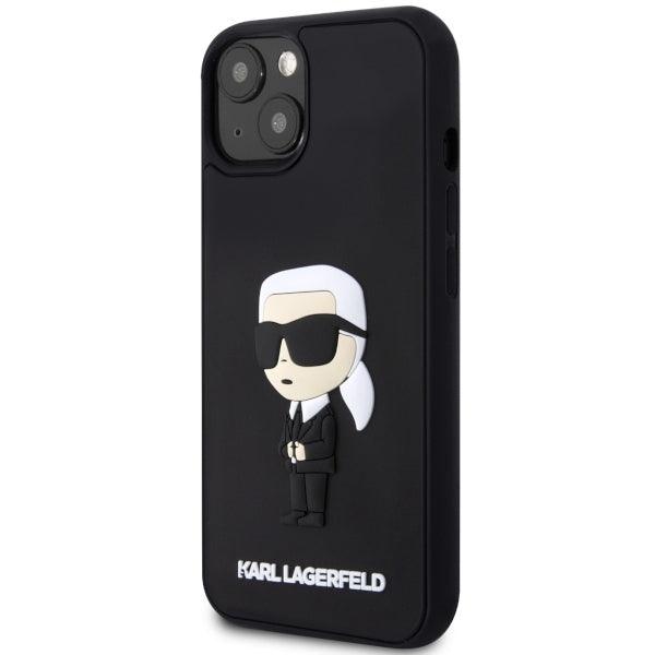 Deksel for Apple iPhone 14 Plus, Karl Lagerfeld, 3D Rubber Ikonik Karl, Svart