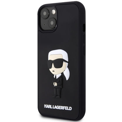 Deksel for Apple iPhone 14 Plus, Karl Lagerfeld, 3D Rubber Ikonik Karl, Svart