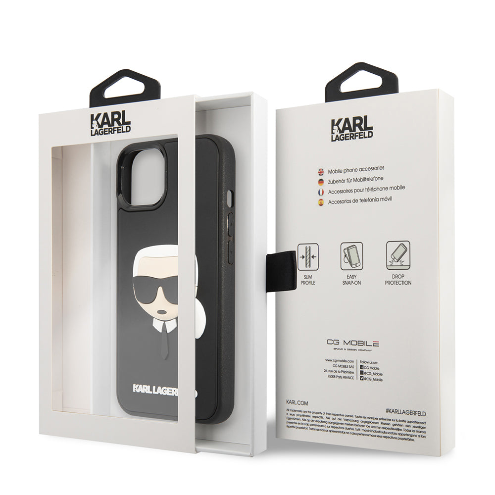 Deksel for Apple iPhone 14 Plus, Karl Lagerfeld, 3D Rubber Karl's Head, Svart