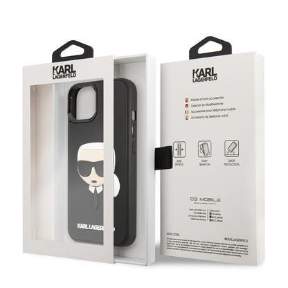 Deksel for Apple iPhone 14 Plus, Karl Lagerfeld, 3D Rubber Karl's Head, Svart