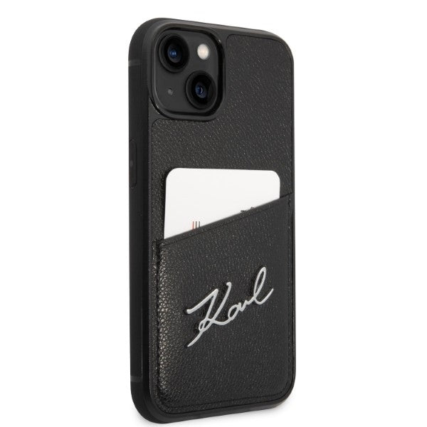 Deksel for Apple iPhone 14 Plus, Karl Lagerfeld, Cardslots Signature Logo, Svart