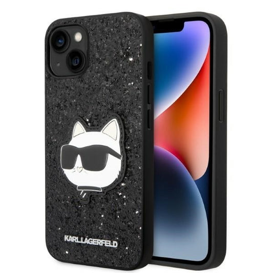 Deksel for Apple iPhone 14 Plus, Karl Lagerfeld, Glitter Choupette Patch, Svart
