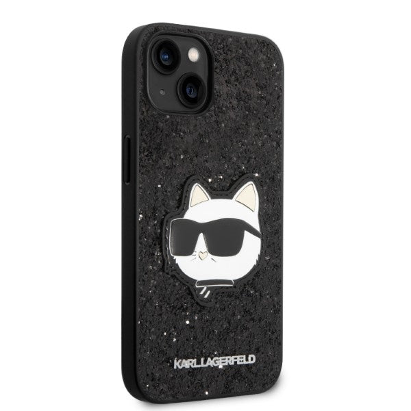 Deksel for Apple iPhone 14 Plus, Karl Lagerfeld, Glitter Choupette Patch, Svart