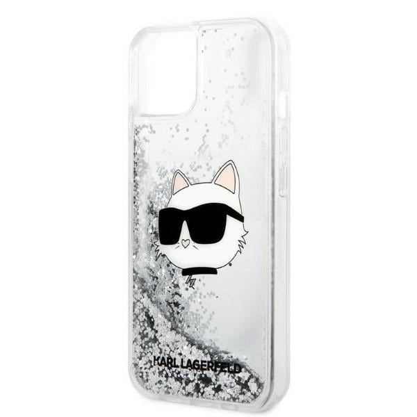 Deksel for Apple iPhone 14 Plus, Karl Lagerfeld, Glitter Choupette's Head, Sølvfarget