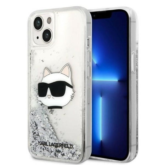 Deksel for Apple iPhone 14 Plus, Karl Lagerfeld, Glitter Choupette's Head, Sølvfarget