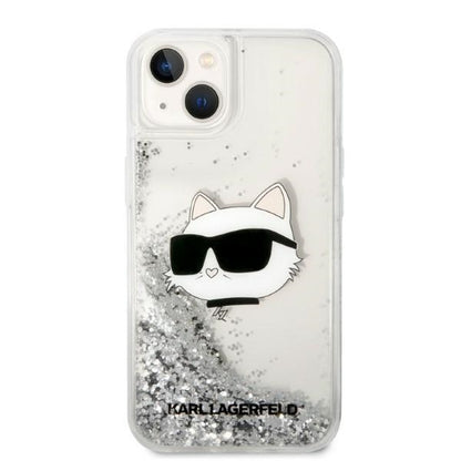 Deksel for Apple iPhone 14 Plus, Karl Lagerfeld, Glitter Choupette's Head, Sølvfarget