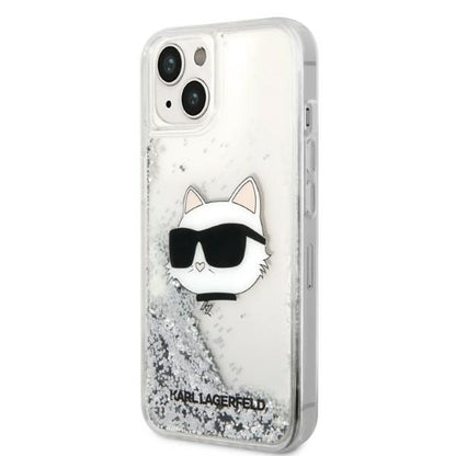 Deksel for Apple iPhone 14 Plus, Karl Lagerfeld, Glitter Choupette's Head, Sølvfarget