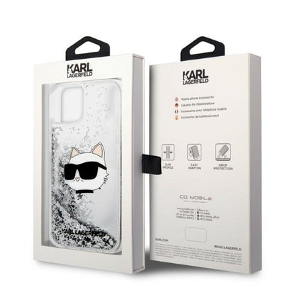 Deksel for Apple iPhone 14 Plus, Karl Lagerfeld, Glitter Choupette's Head, Sølvfarget