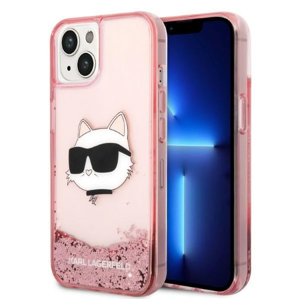 Deksel for Apple iPhone 14 Plus, Karl Lagerfeld, Glitter Choupette's Head, Rosa