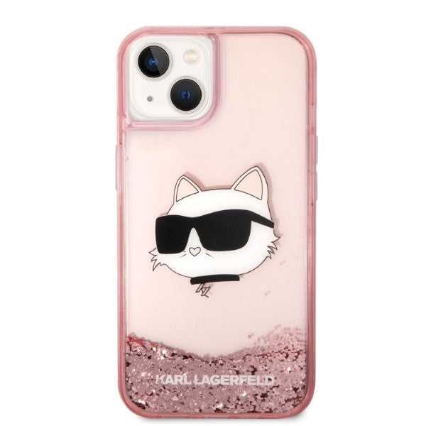 Deksel for Apple iPhone 14 Plus, Karl Lagerfeld, Glitter Choupette's Head, Rosa
