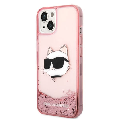 Deksel for Apple iPhone 14 Plus, Karl Lagerfeld, Glitter Choupette's Head, Rosa