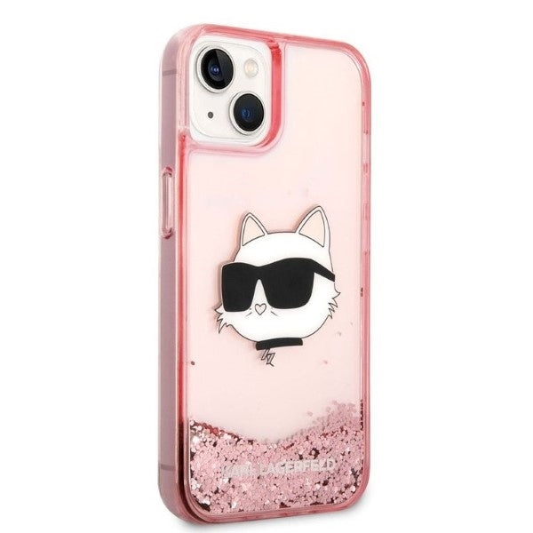 Deksel for Apple iPhone 14 Plus, Karl Lagerfeld, Glitter Choupette's Head, Rosa