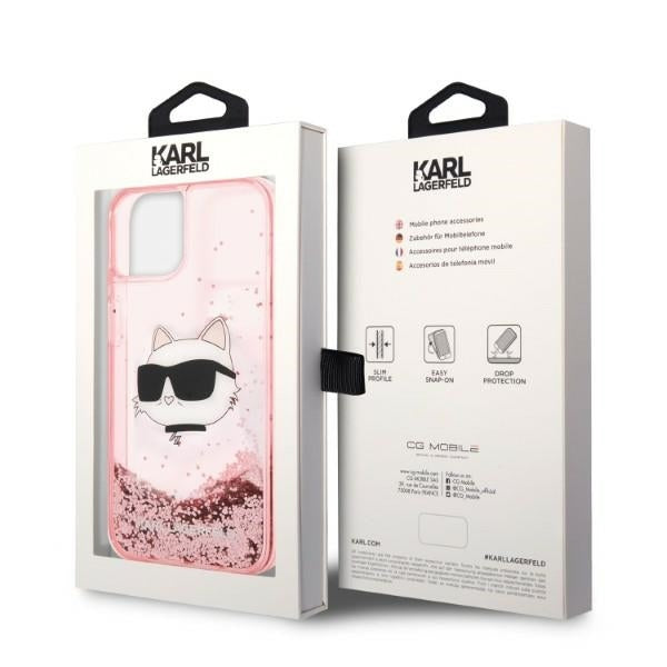 Deksel for Apple iPhone 14 Plus, Karl Lagerfeld, Glitter Choupette's Head, Rosa