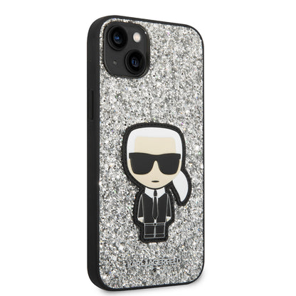 Deksel for Apple iPhone 14 Plus, Karl Lagerfeld, Glitter Flakes Ikonik Karl, Sølvfarget