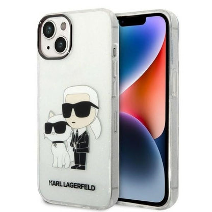 Deksel for Apple iPhone 14 Plus, Karl Lagerfeld, Glitter Karl & Choupette, Gjennomsiktig