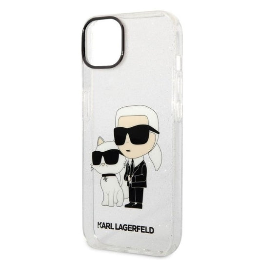 Deksel for Apple iPhone 14 Plus, Karl Lagerfeld, Glitter Karl & Choupette, Gjennomsiktig