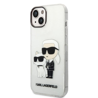 Deksel for Apple iPhone 14 Plus, Karl Lagerfeld, Glitter Karl & Choupette, Gjennomsiktig