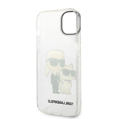 Deksel for Apple iPhone 14 Plus, Karl Lagerfeld, Glitter Karl & Choupette, Gjennomsiktig