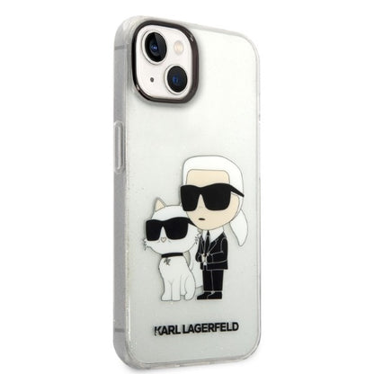 Deksel for Apple iPhone 14 Plus, Karl Lagerfeld, Glitter Karl & Choupette, Gjennomsiktig