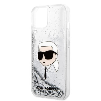 Deksel for Apple iPhone 14 Plus, Karl Lagerfeld, Glitter Karl's Head, Sølvfarget