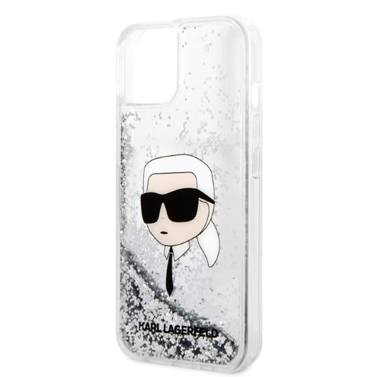 Deksel for Apple iPhone 14 Plus, Karl Lagerfeld, Glitter Karl's Head, Sølvfarget