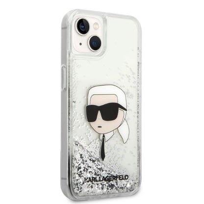 Deksel for Apple iPhone 14 Plus, Karl Lagerfeld, Glitter Karl's Head, Sølvfarget