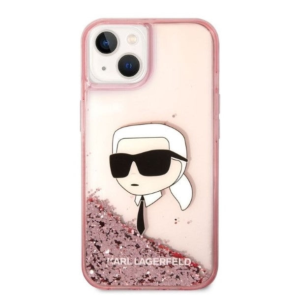 Deksel for Apple iPhone 14 Plus, Karl Lagerfeld, Glitter Karl's Head, Rosa