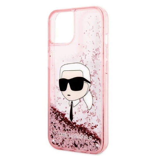 Deksel for Apple iPhone 14 Plus, Karl Lagerfeld, Glitter Karl's Head, Rosa