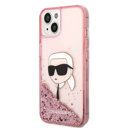 Deksel for Apple iPhone 14 Plus, Karl Lagerfeld, Glitter Karl's Head, Rosa