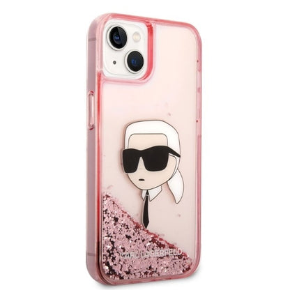 Deksel for Apple iPhone 14 Plus, Karl Lagerfeld, Glitter Karl's Head, Rosa