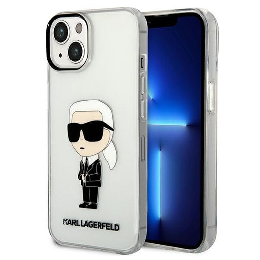 Deksel for Apple iPhone 14 Plus, Karl Lagerfeld, Ikonik Karl, Gjennomsiktig