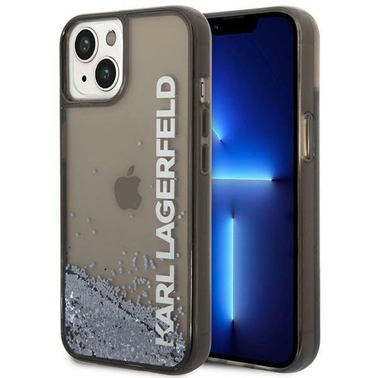Deksel for Apple iPhone 14 Plus, Karl Lagerfeld, Liquid Glitter KL Logo, Svart