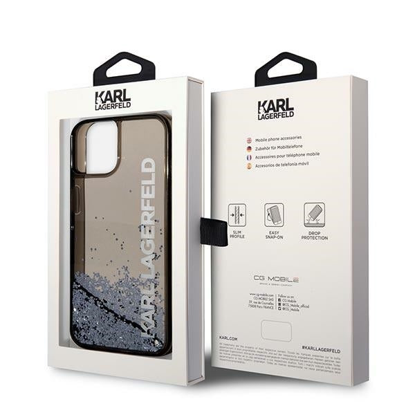 Deksel for Apple iPhone 14 Plus, Karl Lagerfeld, Liquid Glitter KL Logo, Svart