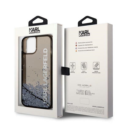 Deksel for Apple iPhone 14 Plus, Karl Lagerfeld, Liquid Glitter KL Logo, Svart