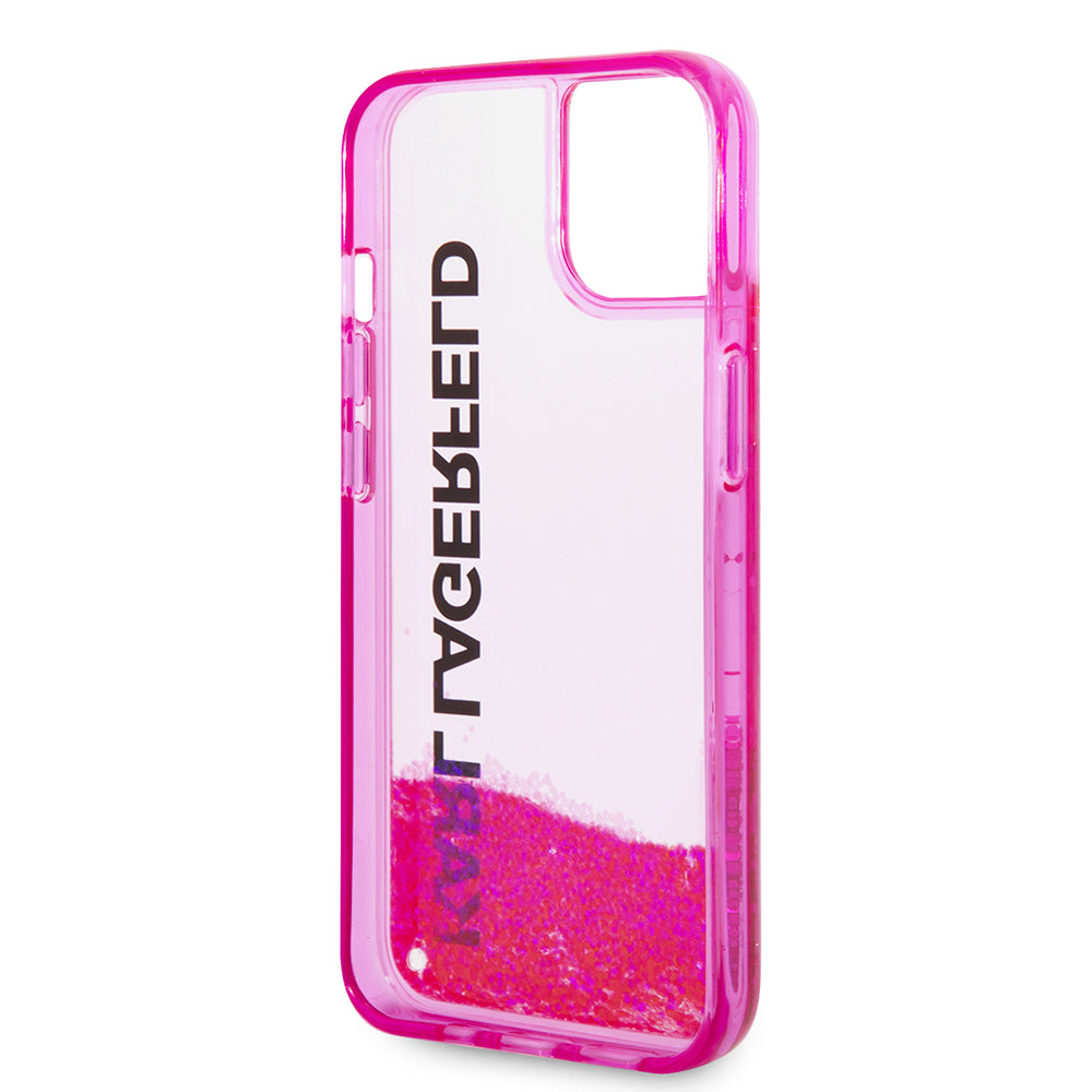 Deksel for Apple iPhone 14 Plus, Karl Lagerfeld, Liquid Glitter KL Logo, Rosa