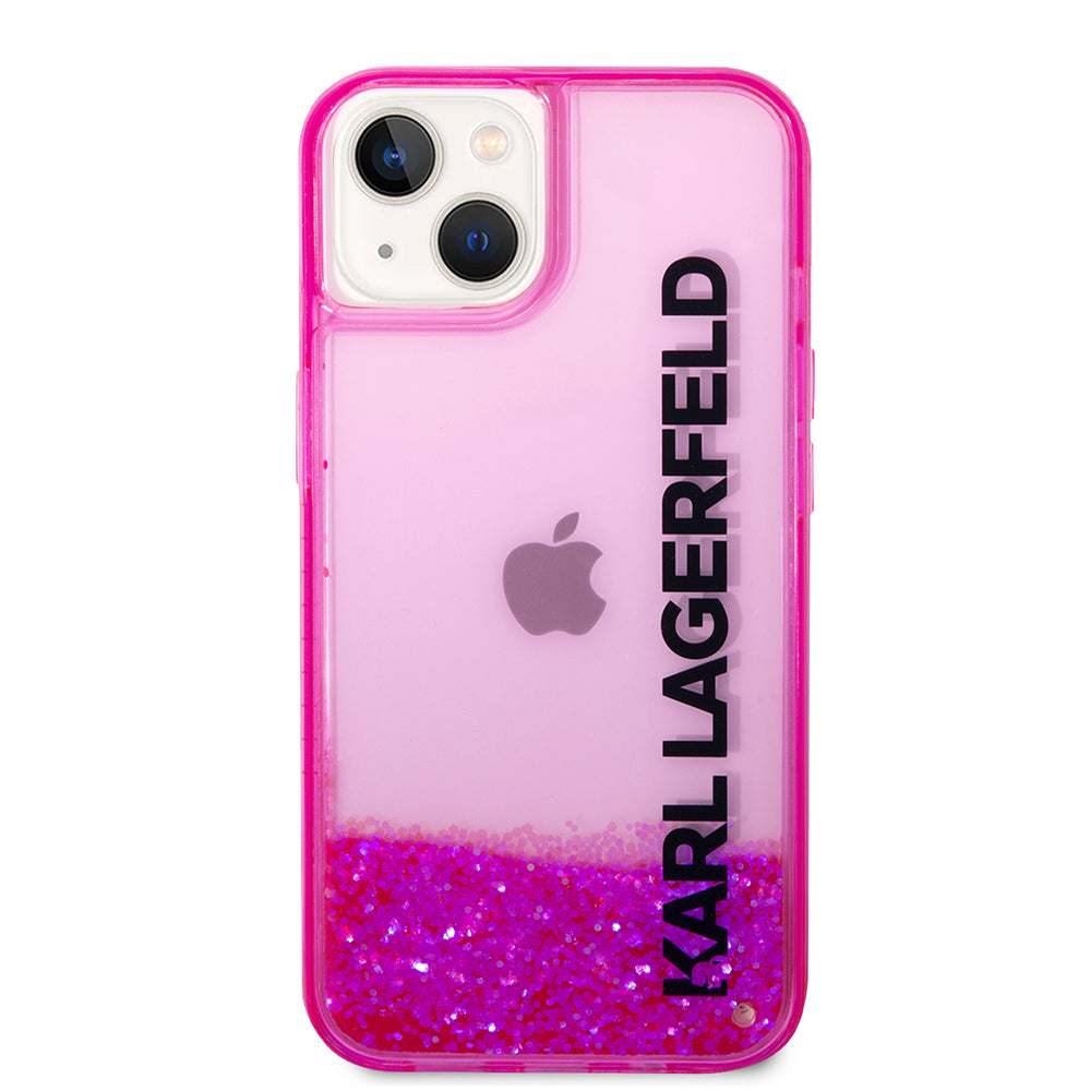 Deksel for Apple iPhone 14 Plus, Karl Lagerfeld, Liquid Glitter KL Logo, Rosa