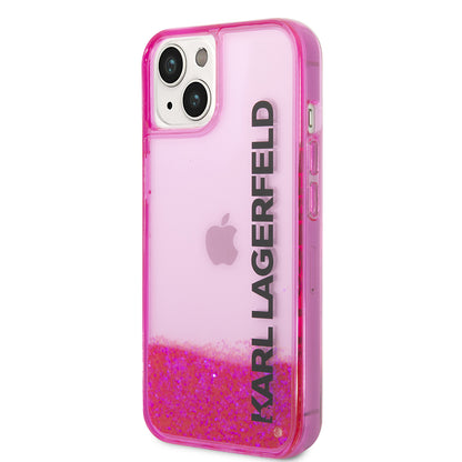 Deksel for Apple iPhone 14 Plus, Karl Lagerfeld, Liquid Glitter KL Logo, Rosa