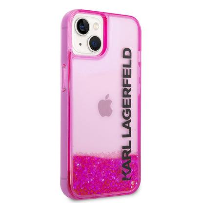 Deksel for Apple iPhone 14 Plus, Karl Lagerfeld, Liquid Glitter KL Logo, Rosa