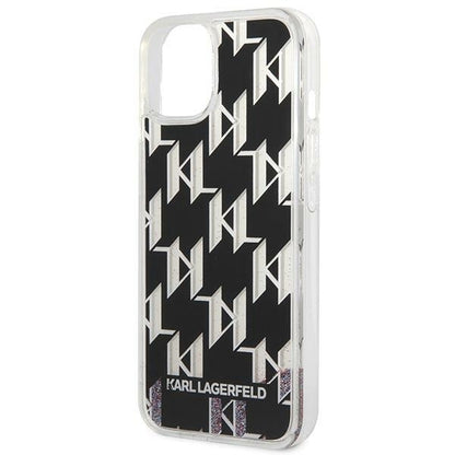 Deksel for Apple iPhone 14 Plus, Karl Lagerfeld, Liquid Glitter Monogram, Svart
