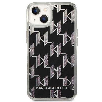 Deksel for Apple iPhone 14 Plus, Karl Lagerfeld, Liquid Glitter Monogram, Svart