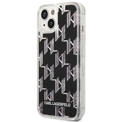 Deksel for Apple iPhone 14 Plus, Karl Lagerfeld, Liquid Glitter Monogram, Svart