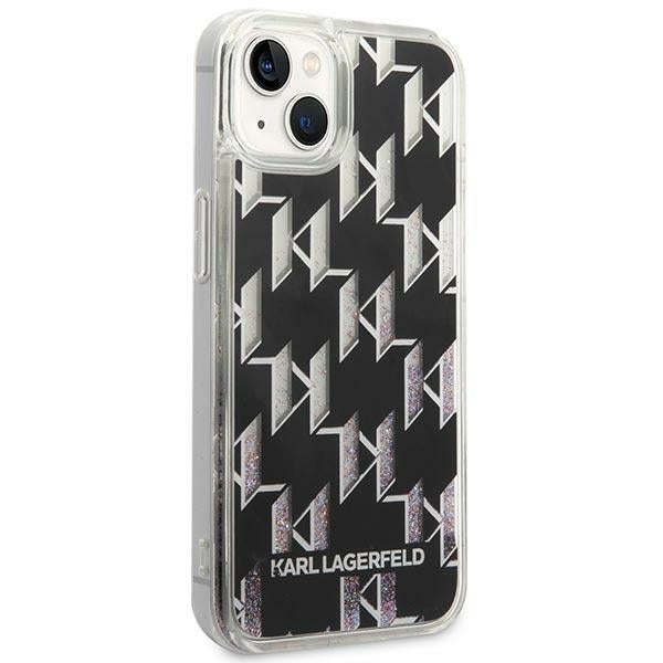 Deksel for Apple iPhone 14 Plus, Karl Lagerfeld, Liquid Glitter Monogram, Svart