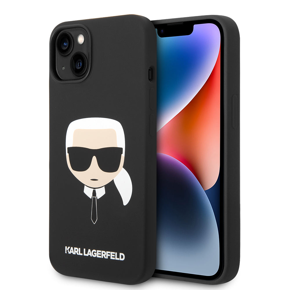 Deksel for Apple iPhone 14 Plus, Karl Lagerfeld, Silicone Karl's Head, Svart