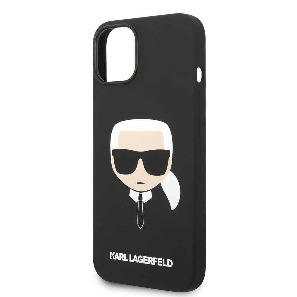 Deksel for Apple iPhone 14 Plus, Karl Lagerfeld, Silicone Karl's Head, Svart