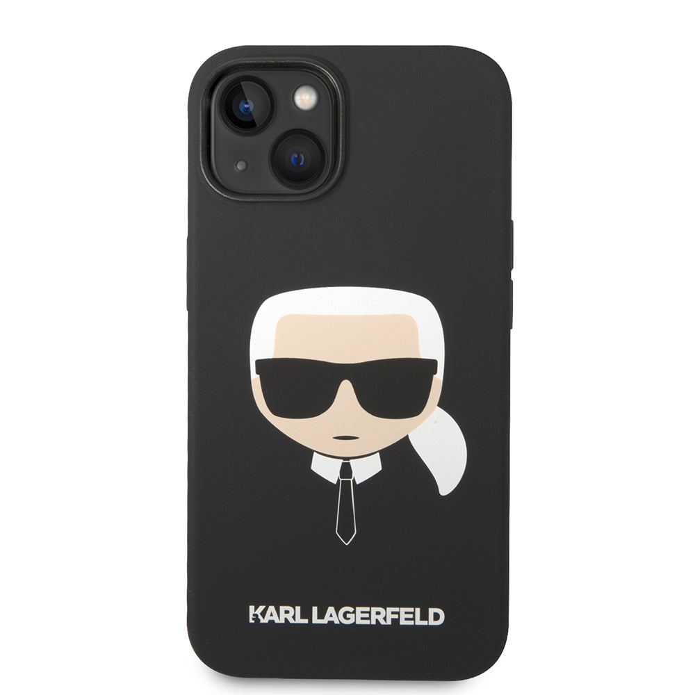 Deksel for Apple iPhone 14 Plus, Karl Lagerfeld, Silicone Karl's Head, Svart