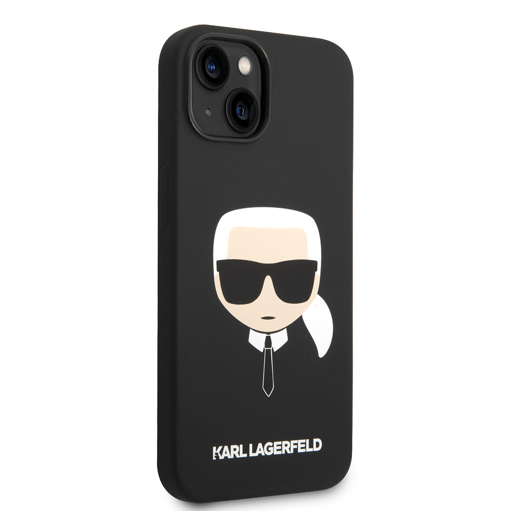 Deksel for Apple iPhone 14 Plus, Karl Lagerfeld, Silicone Karl's Head, Svart